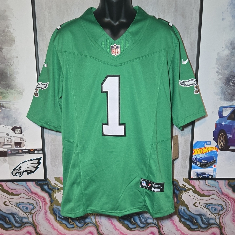 S Philadelphia Eagles #1 HURTS Kelly Green Alternate Game Day Fan Jersey